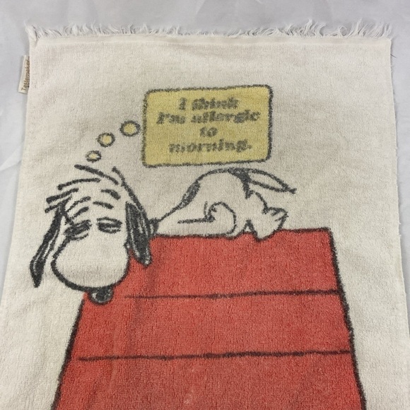 Vintage 1971 Schultz Snoopy Allergic To Mornings Tea Towel Peanuts Charlie Brown - Picture 3 of 7